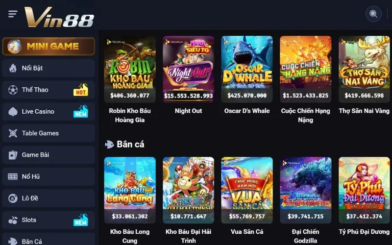 Các sản phẩm và dịch vụ cá cược chính tại Vin88